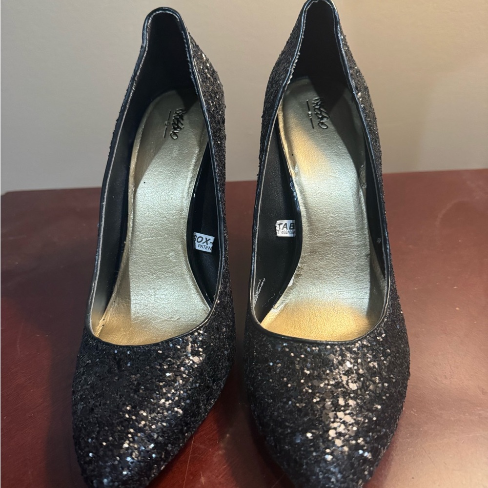 Elegant Black Glitter Heels